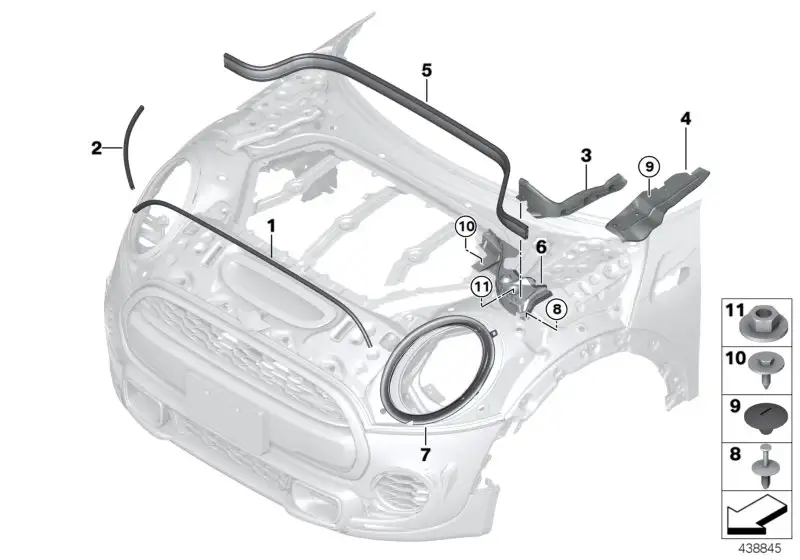 BMW Aufnahme Abdichtung Frontklappe links F55 F56 F56E F57 517673