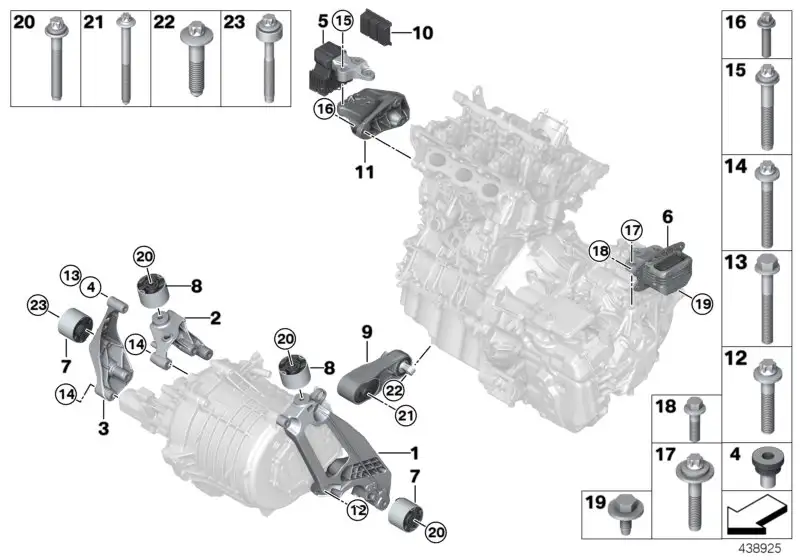 BMW Torxschraube mit Zusatzmasse 22116871404 - Bildposition 23