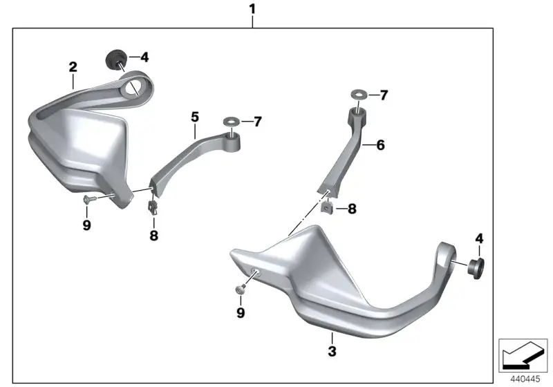 BMW Halter Handschutz rechts K49 K69 K80 46637717154 - Bildpositi