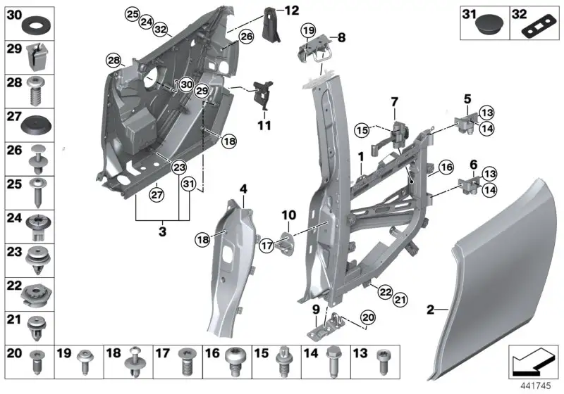 BMW Türaussenhaut hinten links I01 51007369331 - i3 Mega