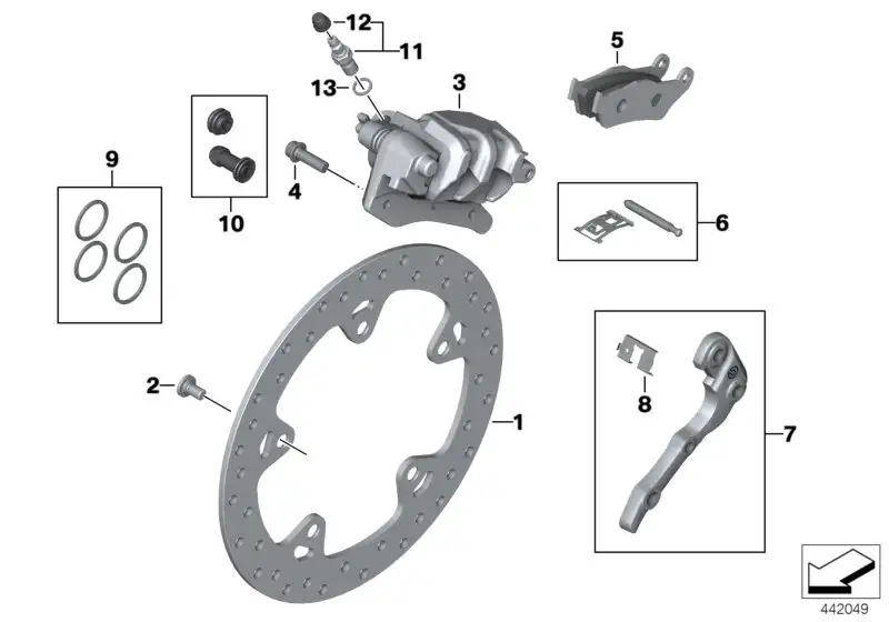 BMW Bremssattel hinten K25H K26 K27 34217690593 - Bildposition 03