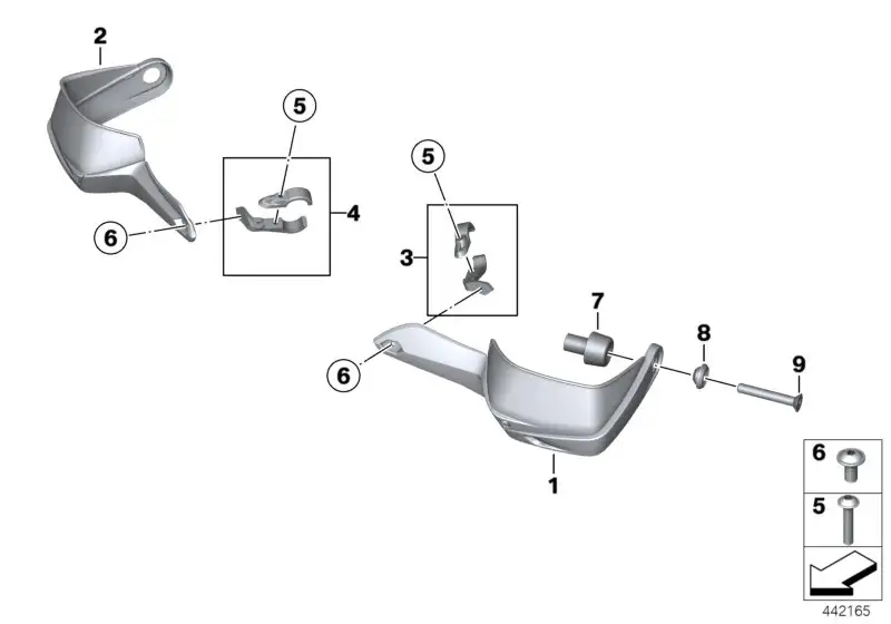 BMW Satz Klemmung Handschutz rechts K25 46637706796