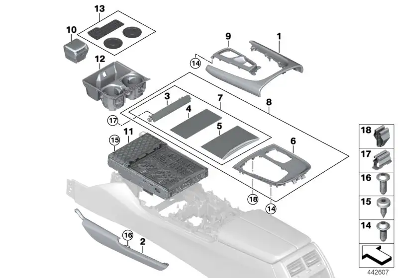BMW Blende Mitte Fineline/Metall G11 G12 51168066675 - 7er G11, 7