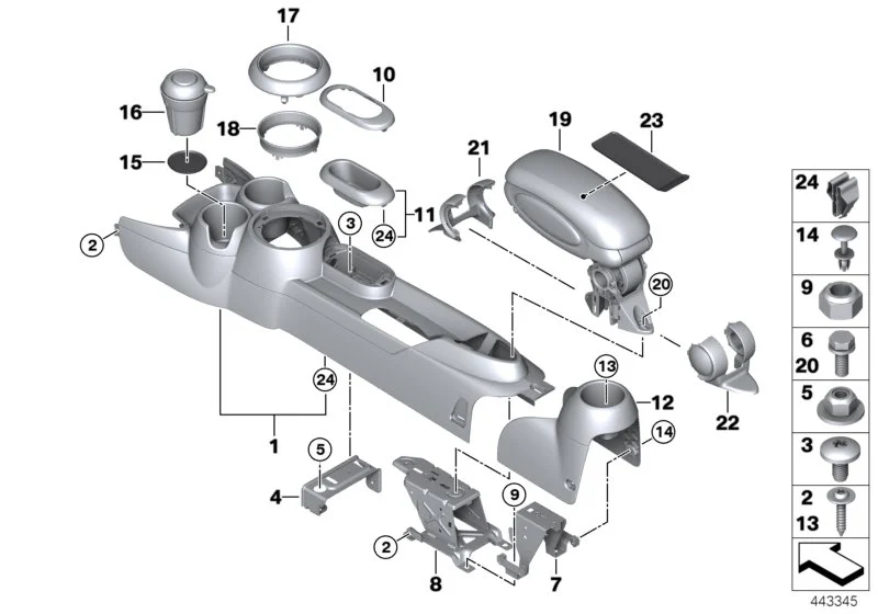 BMW Einlegematte Getränkehalter F55 F56 F56E F57 51169360385