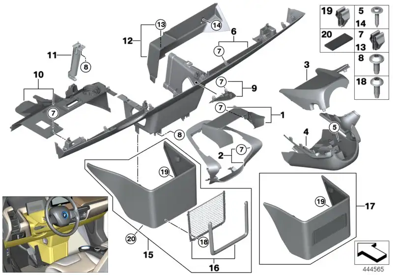 BMW Verkleidung I-Tafel unten Mitte I01 51459387175