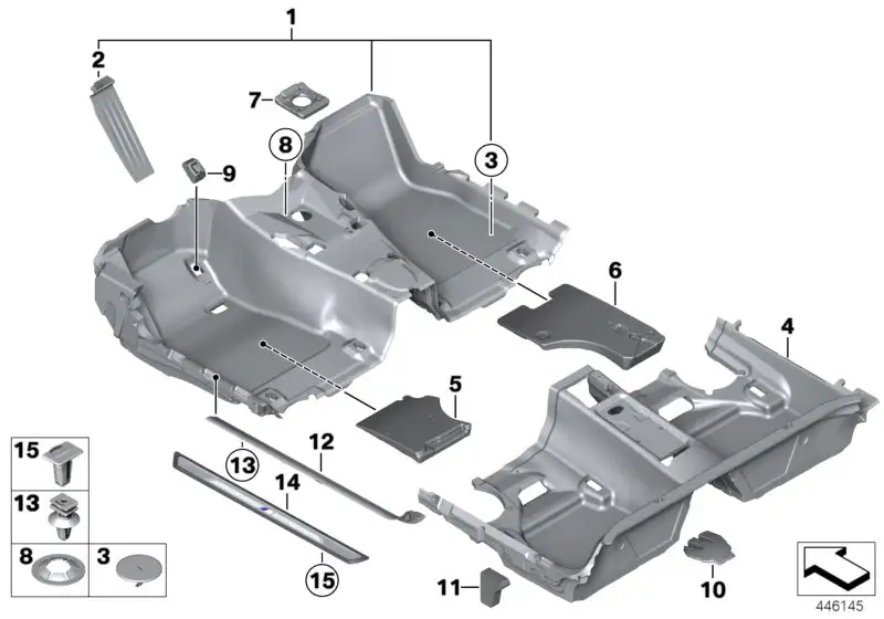 BMW Einleger Fussraum vorne rechts 51477221932 - Bildposition 06