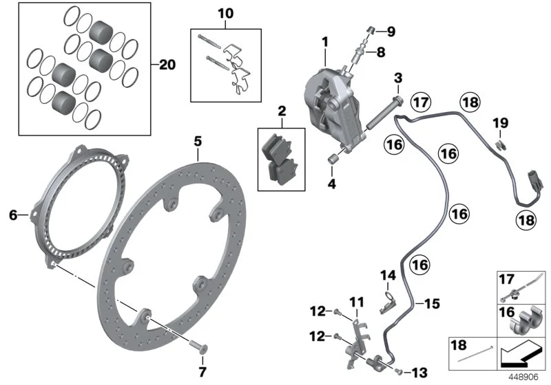 BMW Satz Befestigungsteile Bremsbeläge K46 K47 34117714802