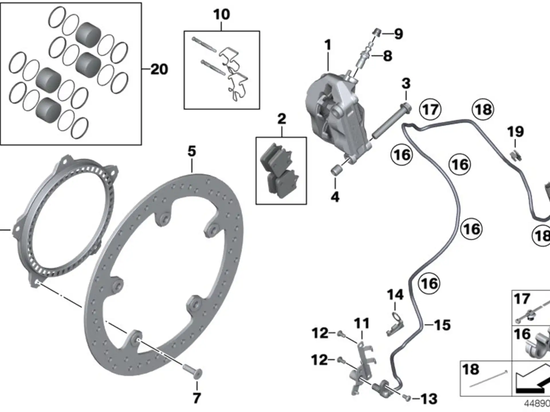 BMW Satz Befestigungsteile Bremsbeläge K46 K47 34117714802