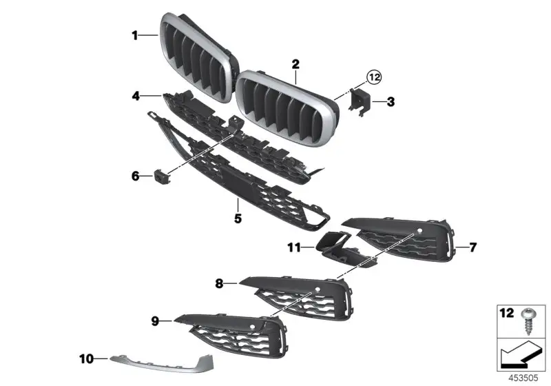 BMW Ziergitter high links F16 51137373697 - Bildposition 02