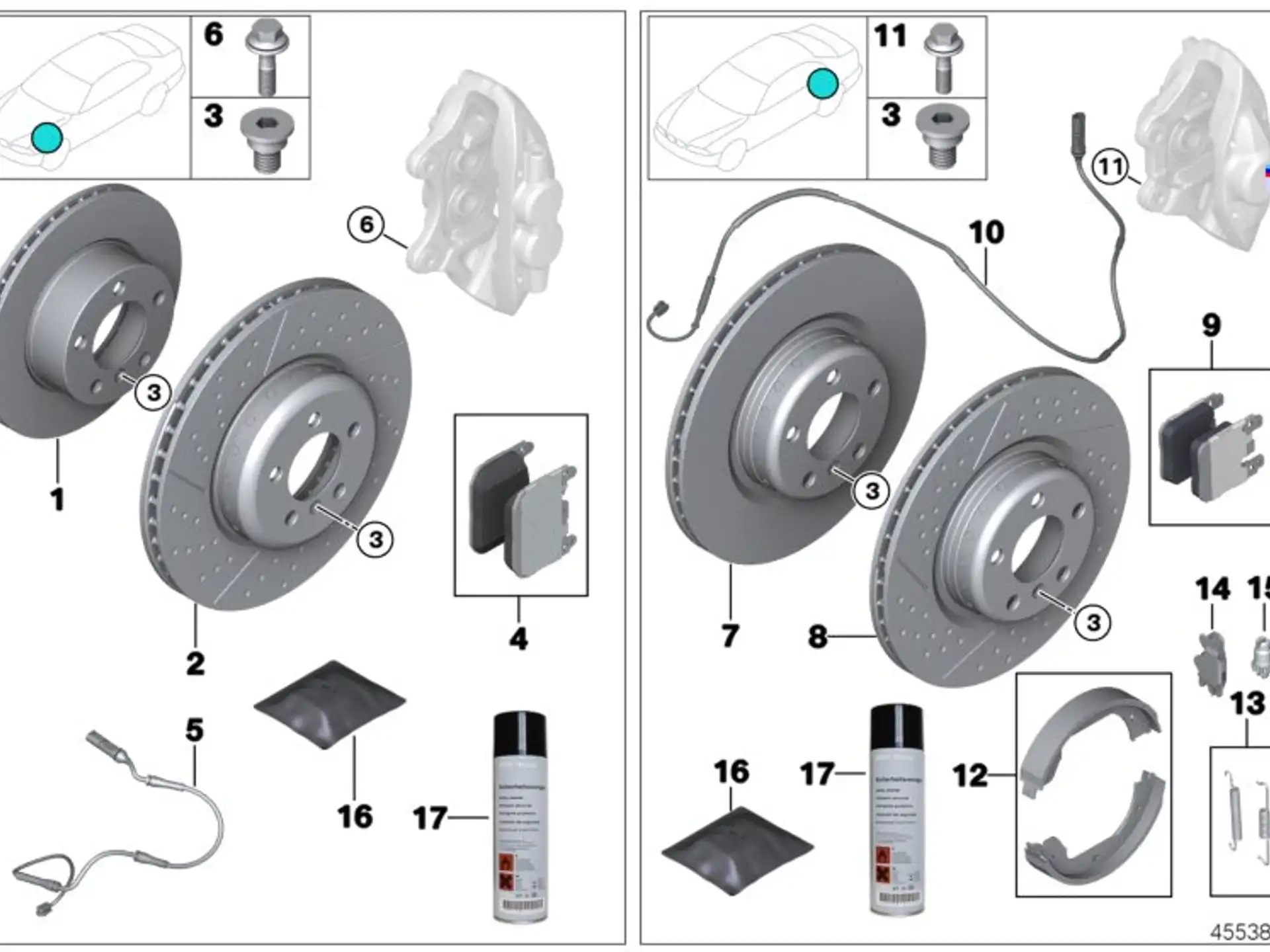 BMW Reparatursatz Bremsbeläge asbestfrei F80 F82 F83 F87 F87N 34112284969