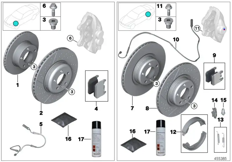 BMW Reparatursatz Bremsbeläge asbestfrei F80 F82 F83 F87 F87N 341