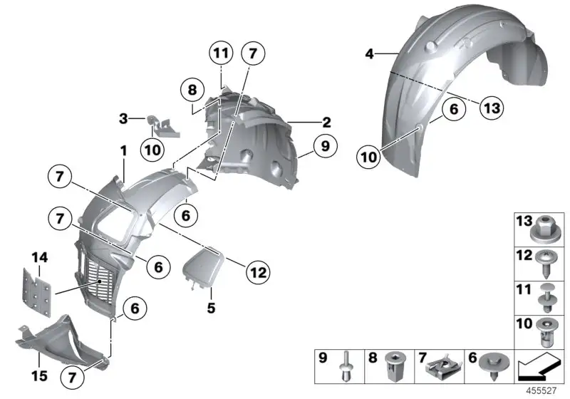 BMW Abdeckung Radhaus Vorderteil vorne links 51717903883 - Bildpo