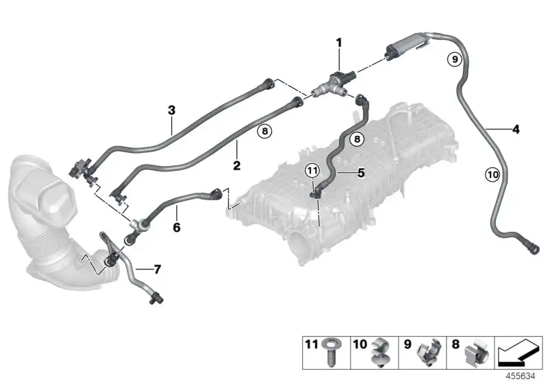 BMW Saugstrahlpumpe mit Leitung F20 F21 F22 F23 F30 F31 F32 F36 1