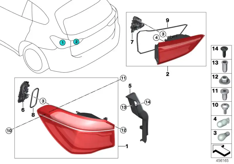 BMW Heckleuchte Seitenwand rechts F48 63217488542