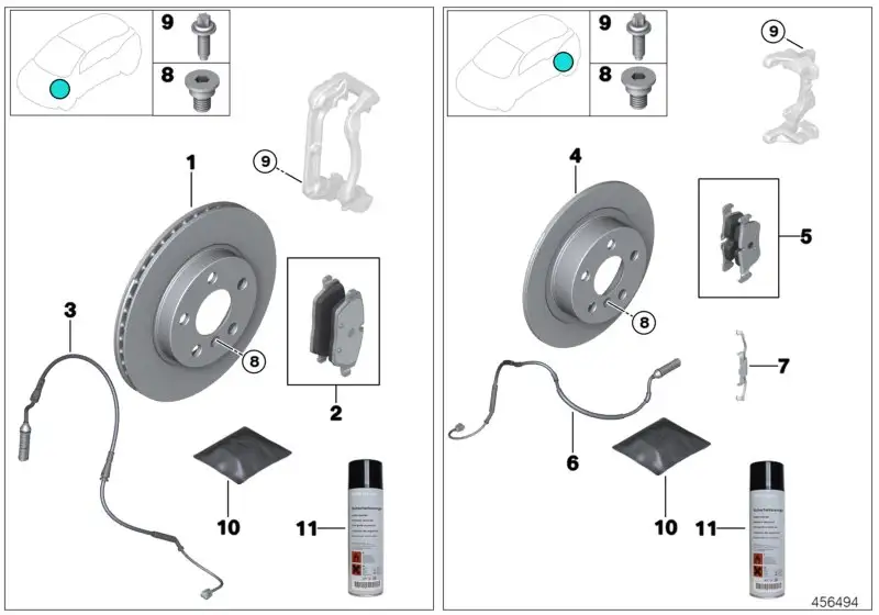 BMW Reparatursatz Bremsbeläge asbestfrei I01 34106884267