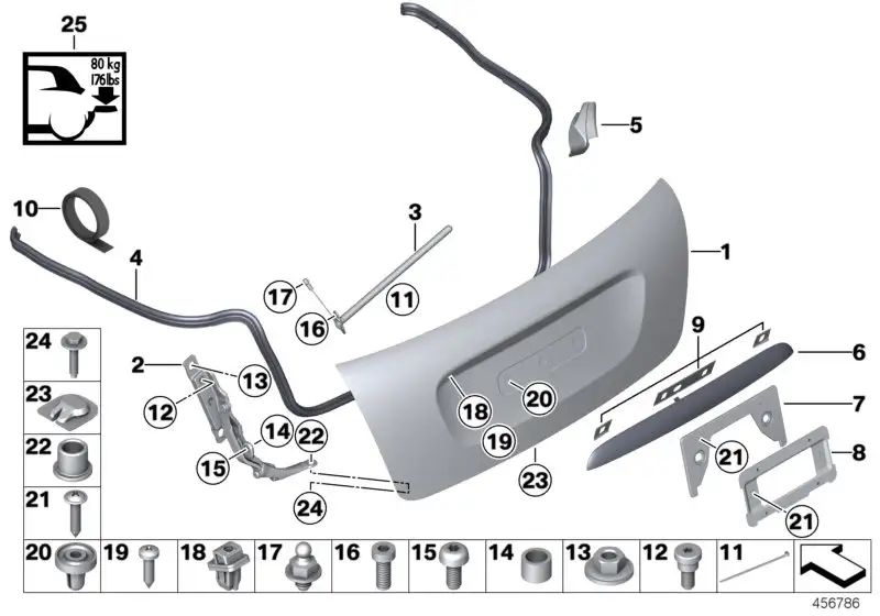 BMW Abdichtung Heckklappe R57 51767190618