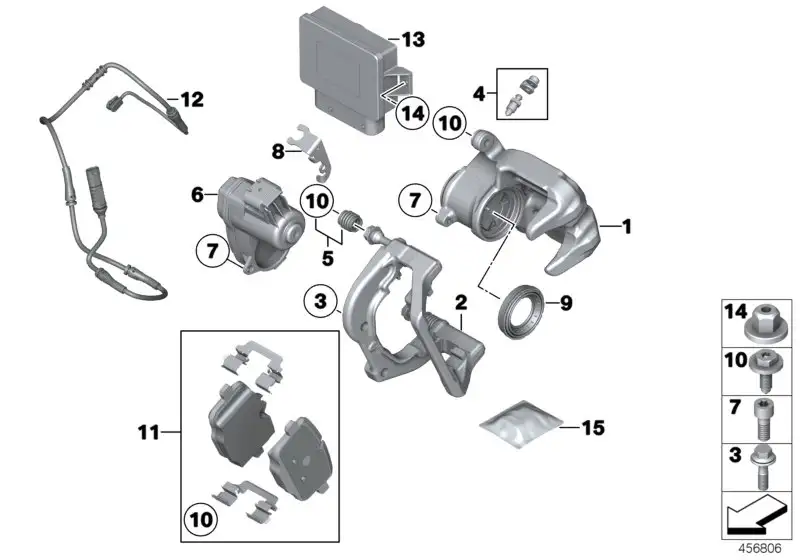 BMW Bremssattelgehäuse rechts F06 F10 F12 F13 34217848314 - 5er,