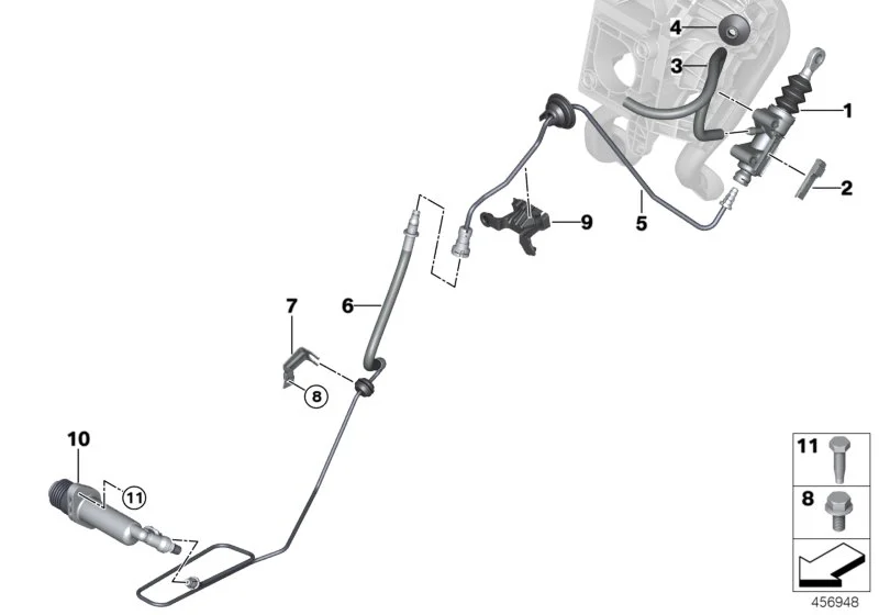 BMW Kupplungsleitung Getriebe F39 F20 F44 F45 F46 F48 F54 F55 F56 F57 F60 21526866077