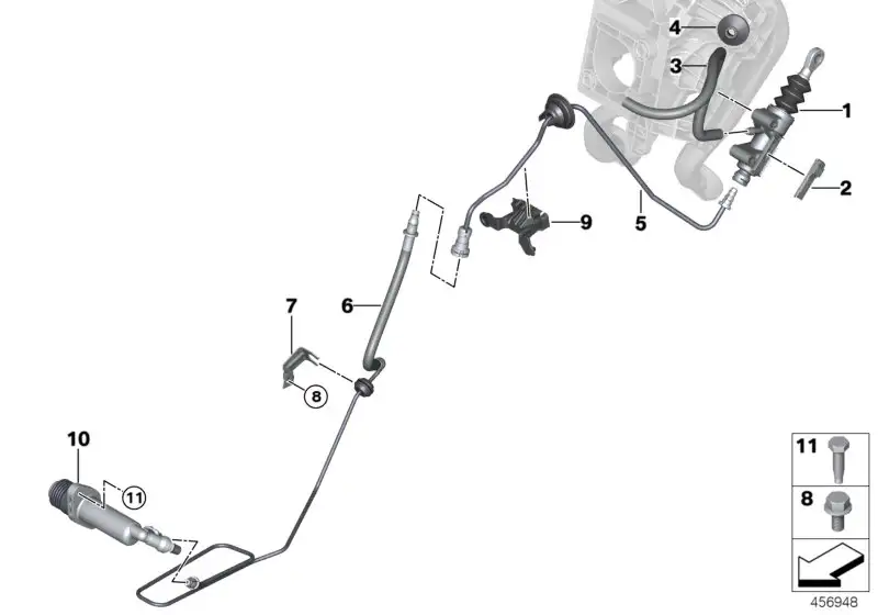 BMW Kupplungsleitung Getriebe F39 F20 F44 F45 F46 F48 F54 F55 F56