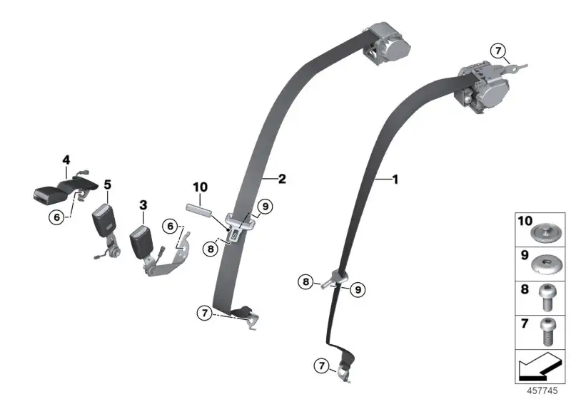 BMW Obergurt hinten aussen 72117402523
