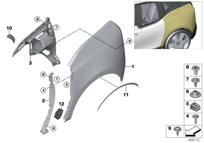 BMW Blende Seitenwand grundiert links 51437394627 - Bildposition
