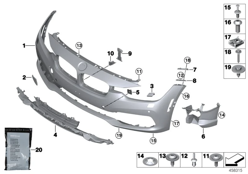 BMW Einsatz Lufteinlass Mitte F30 F31 51117386152