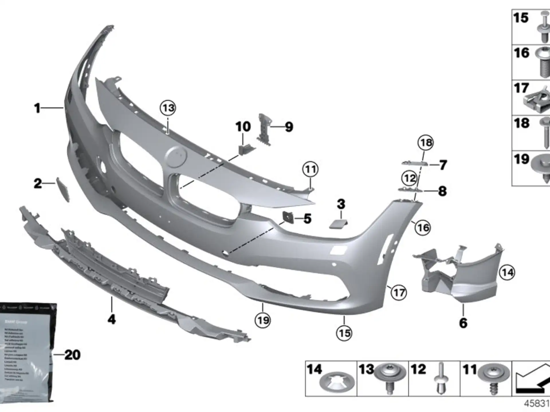 BMW Einsatz Lufteinlass Mitte F30 F31 51117386152