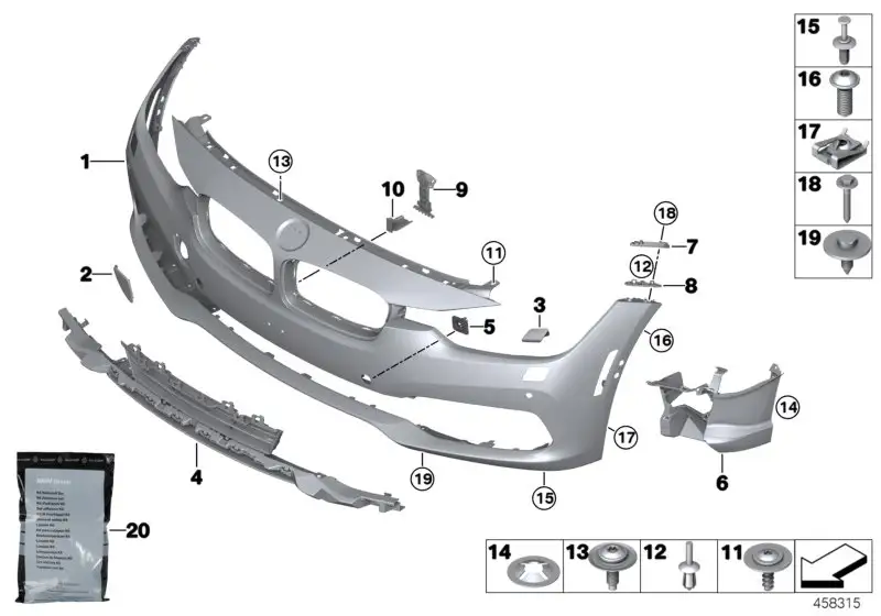 BMW Einsatz Lufteinlass Mitte F30 F31 51117386152
