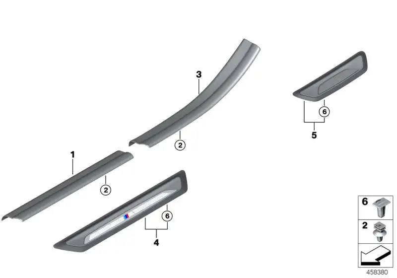 BMW Abdeckleiste Einstieg hinten links 51477366827 - Bildposition