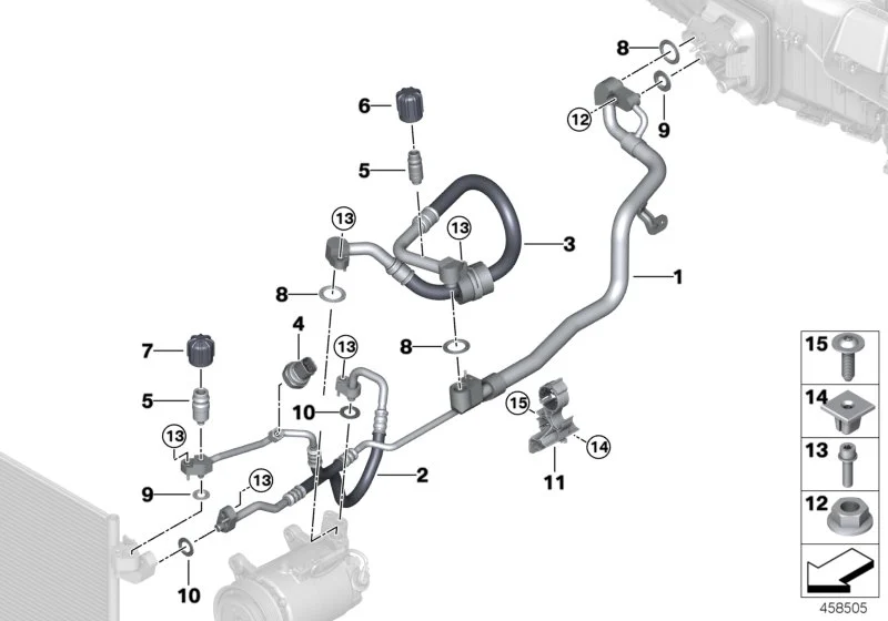 BMW Druckleitung Kompressor-Kondensator G11 G12 G14 G15 G16 G30 G31 G32 64539321597