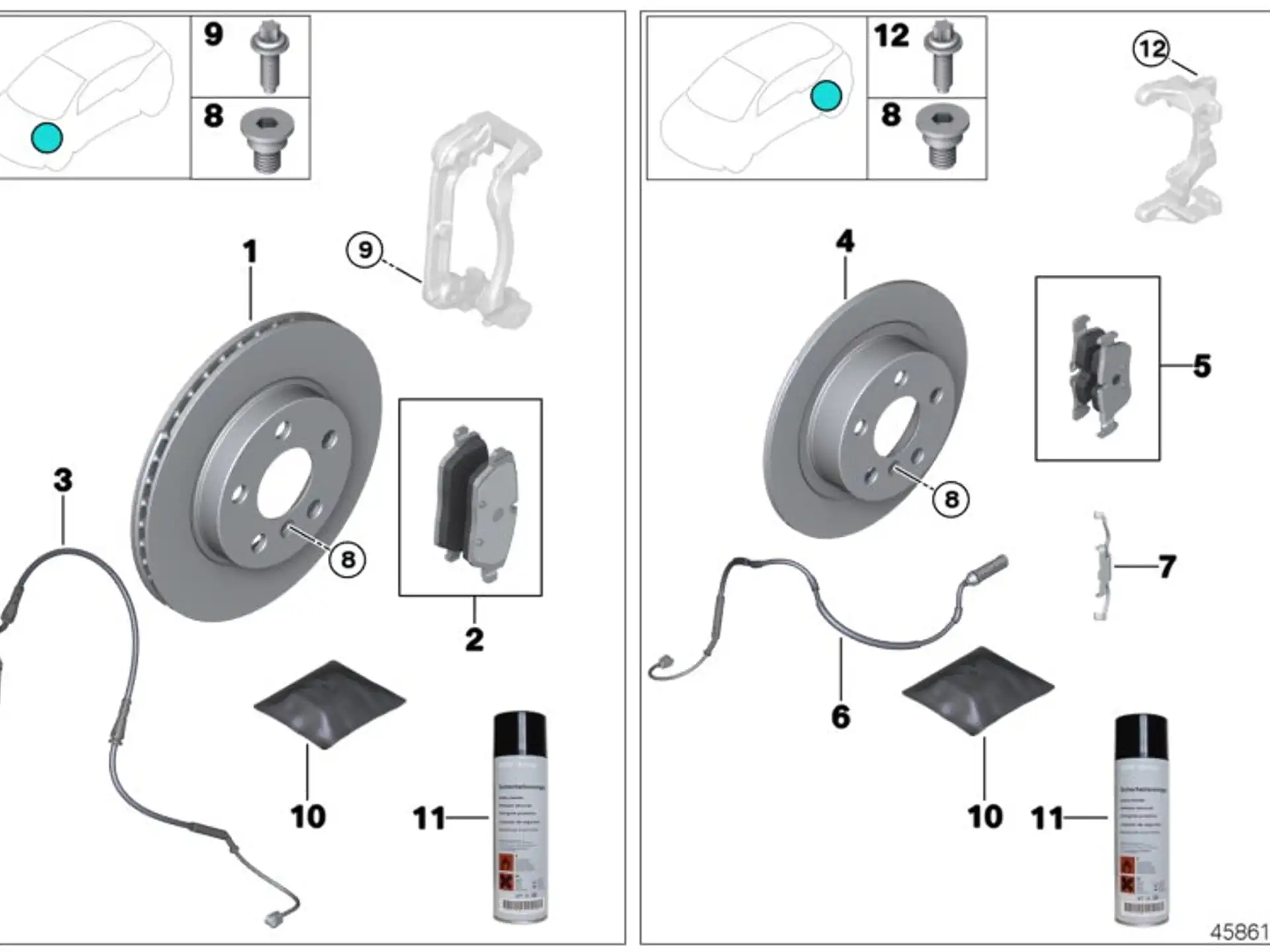 BMW Bremsbelagfühler vorn F90 F91 F92 F93 G11 G12 G14 G15 G16 G30 G31 G32 34356890788