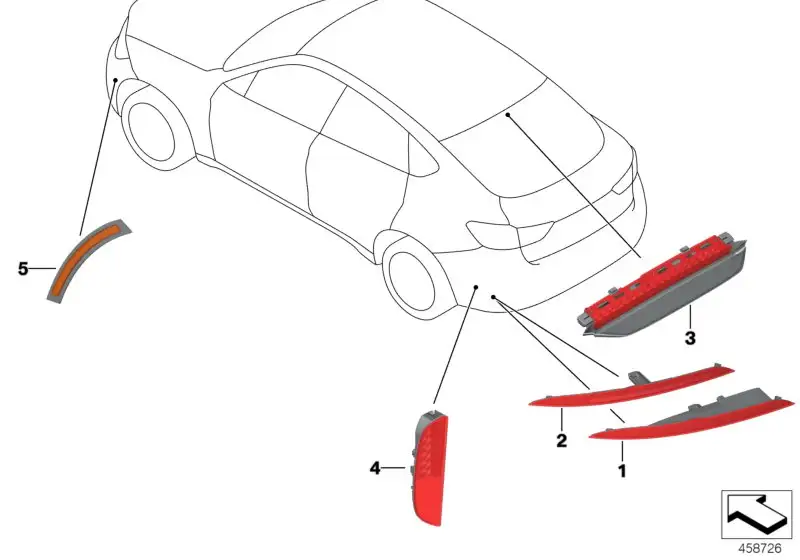 BMW Nebelschlussleuchte/Rückstrahler rechts F86 63147850008 - X6