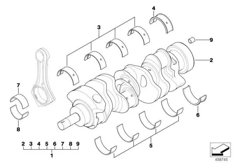 BMW Führungslagerschale gelb E60 E61 E63 E64 E90 E92 E93 11217841