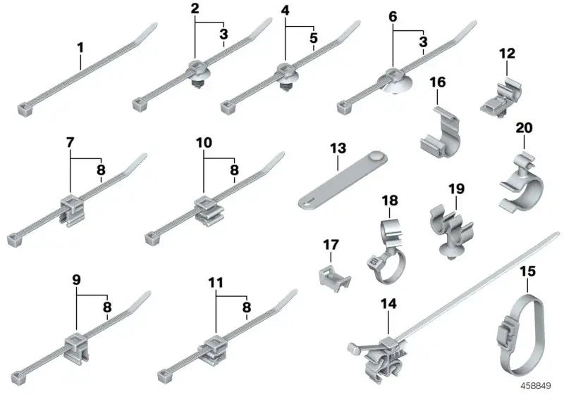 BMW Kabelbinder blau F07 F10 F11 F15 F16 F20 F21 F22 F23 F30 F31