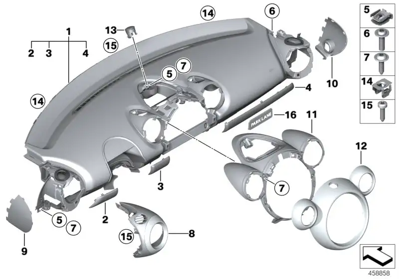 BMW Instrumententafel oben ohne Dekorleisten R60 R61 51459811309
