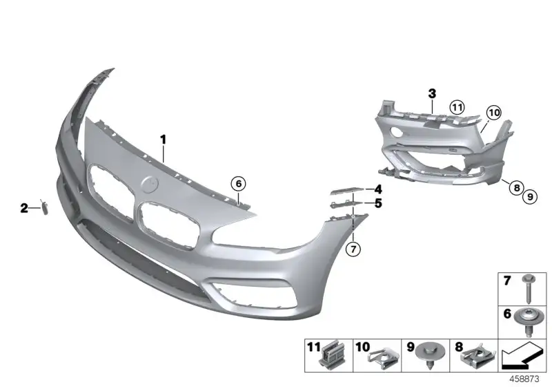 BMW Aufnahme Seitenwand vorn oben rechts 51117328680 - 2er F45 Ac
