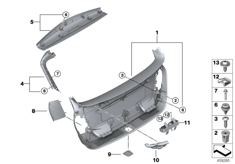 BMW Deckel Verkleidung Heckklappe links F45 51497332355