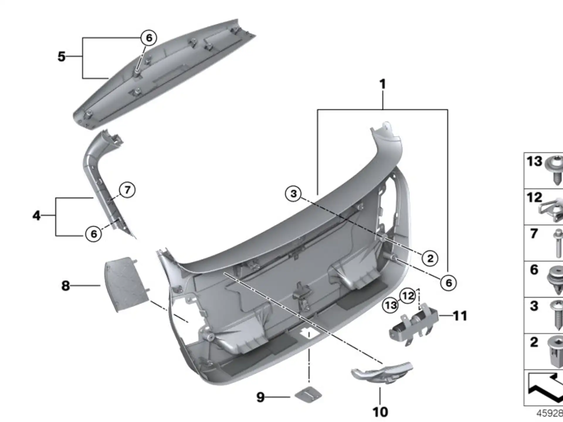 BMW Deckel Verkleidung Heckklappe links F45 51497332355