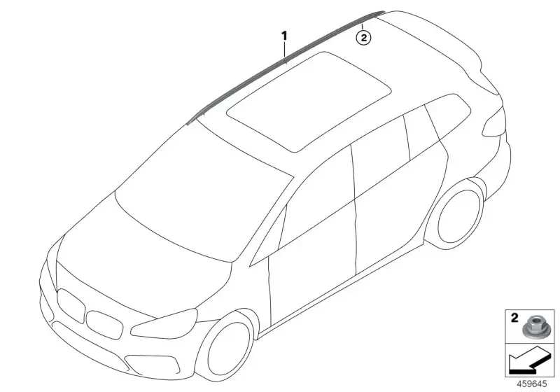 BMW Dachreling silber satiniert rechts F46 51137333602 - 2er F46
