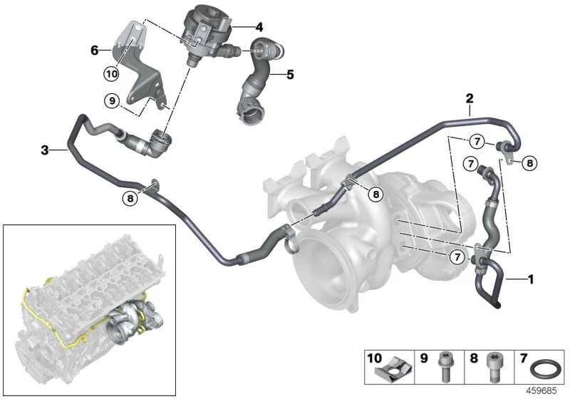 BMW Leitung Abgasturbolader-Kühlmittelpumpe F20 F21 F22 F23 F30 F31 F32 F33 F34 F36 G01 G02 G11 G12 G30 G31 G32 11538666856