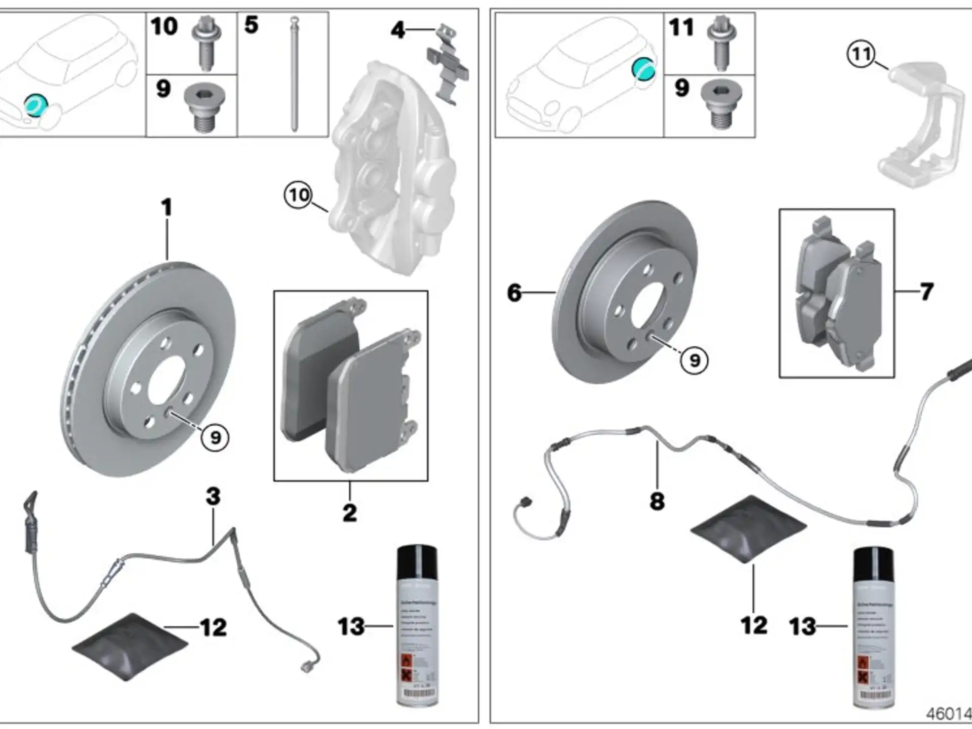 BMW Reparatursatz Bremsbeläge asbestfrei G05 G06 G07 G11 G12 G14 G15 G16 G20 G30 G31 G32 34116889585