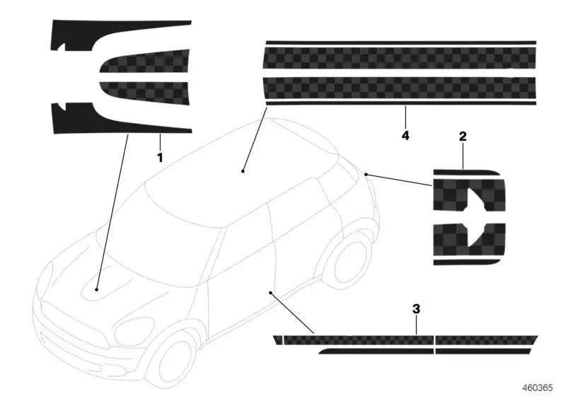 BMW Dekorstreifen Frontklappe R60 51149813890
