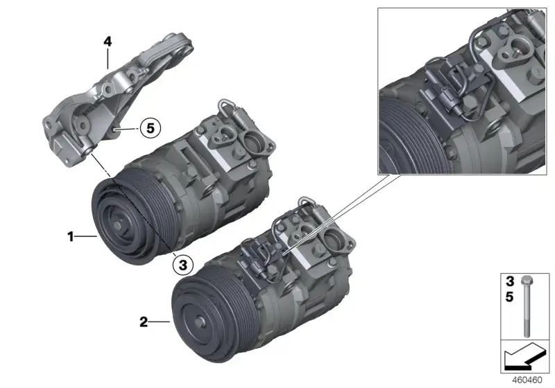 BMW Klimakompressor ohne Magnetkupplung 64529332782 - Bildpositio