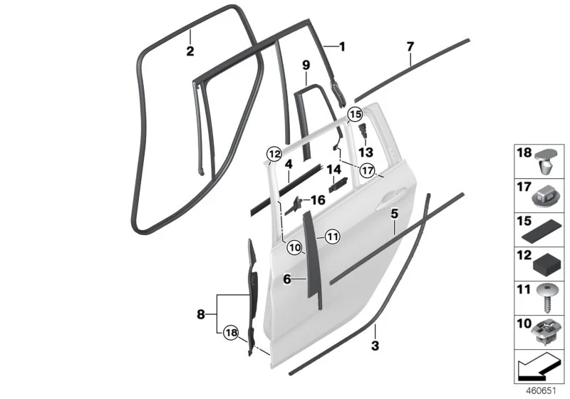 BMW Abdeckung Fensterrahmen Tür hinten rech 51427332984