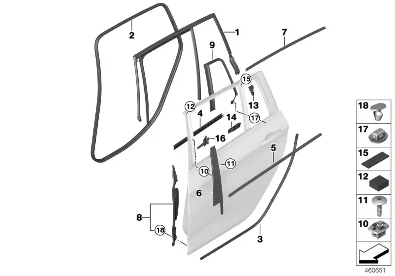 BMW Abdeckung Fensterrahmen Tür hinten rech 51427332984 - Bildpos