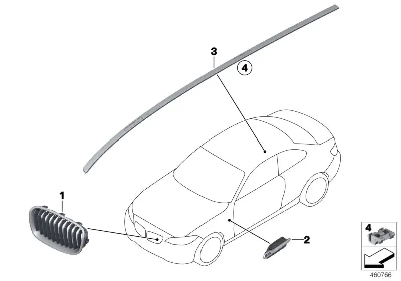 BMW Ziergitter Front rechts F20 F21 51137239022