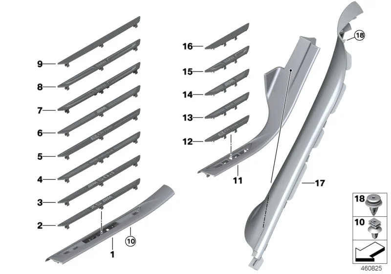 BMW Clip grün E70 E71 F06 F15 F16 F23 F85 F86 F91 F92 F95 G05 G11 G12 G14 G15 G16 G31 G32 F54 F57 R52 R57 R61 07147129310