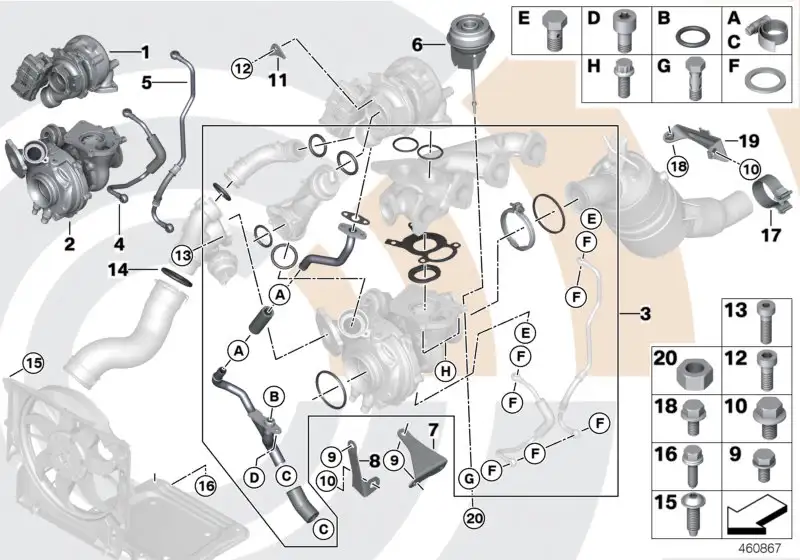 BMW Anbausatz Abgasturbolader E84 F10 F11 F20 F21 F30 F31 F34 116