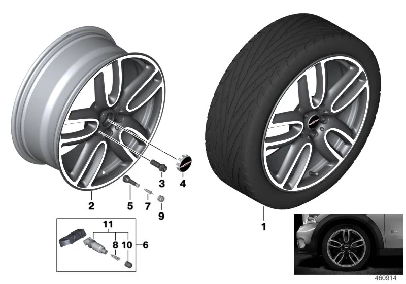 MINI Alufelge JCW Course Spoke 523 jet black uni 8Jx19 ET47 F60