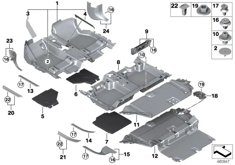 BMW Einleger Fussraum vorne rechts 51477298938 - Bildposition 06